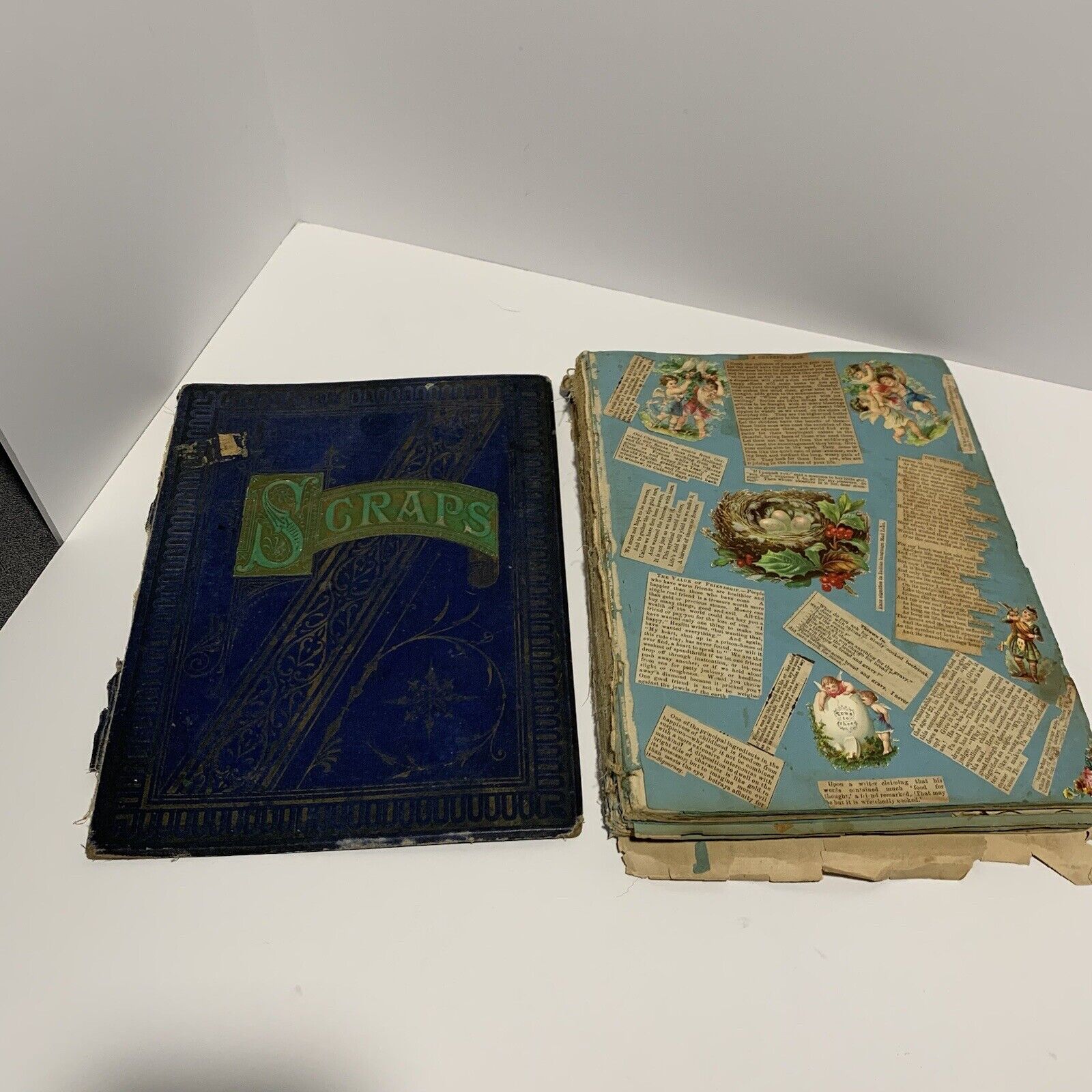 1880's VICTORIAN TRADE CARD SCRAPBOOK Poems Cut Outs Scraps