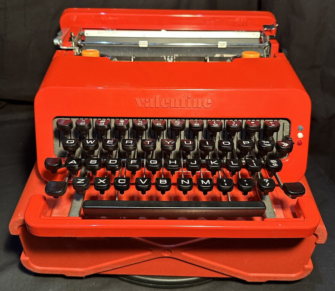 Vintage Valentine Typewriter W Case Olivetti Ettore Sottsass Portable 1960s Red