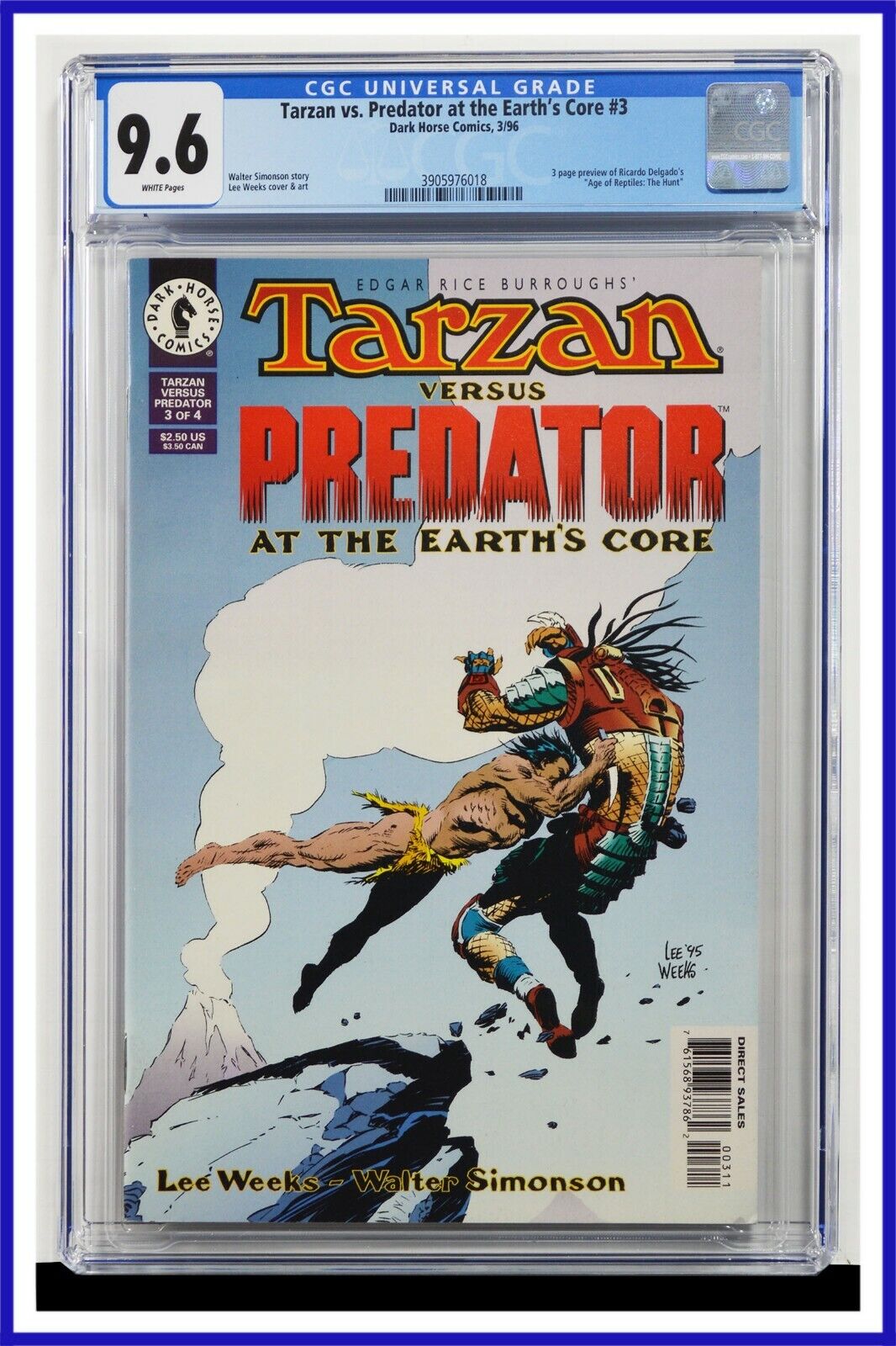 Tarzan vs. Predator At The Earth's Core #3 CGC Graded 9.6 March 1996 Comic Book.