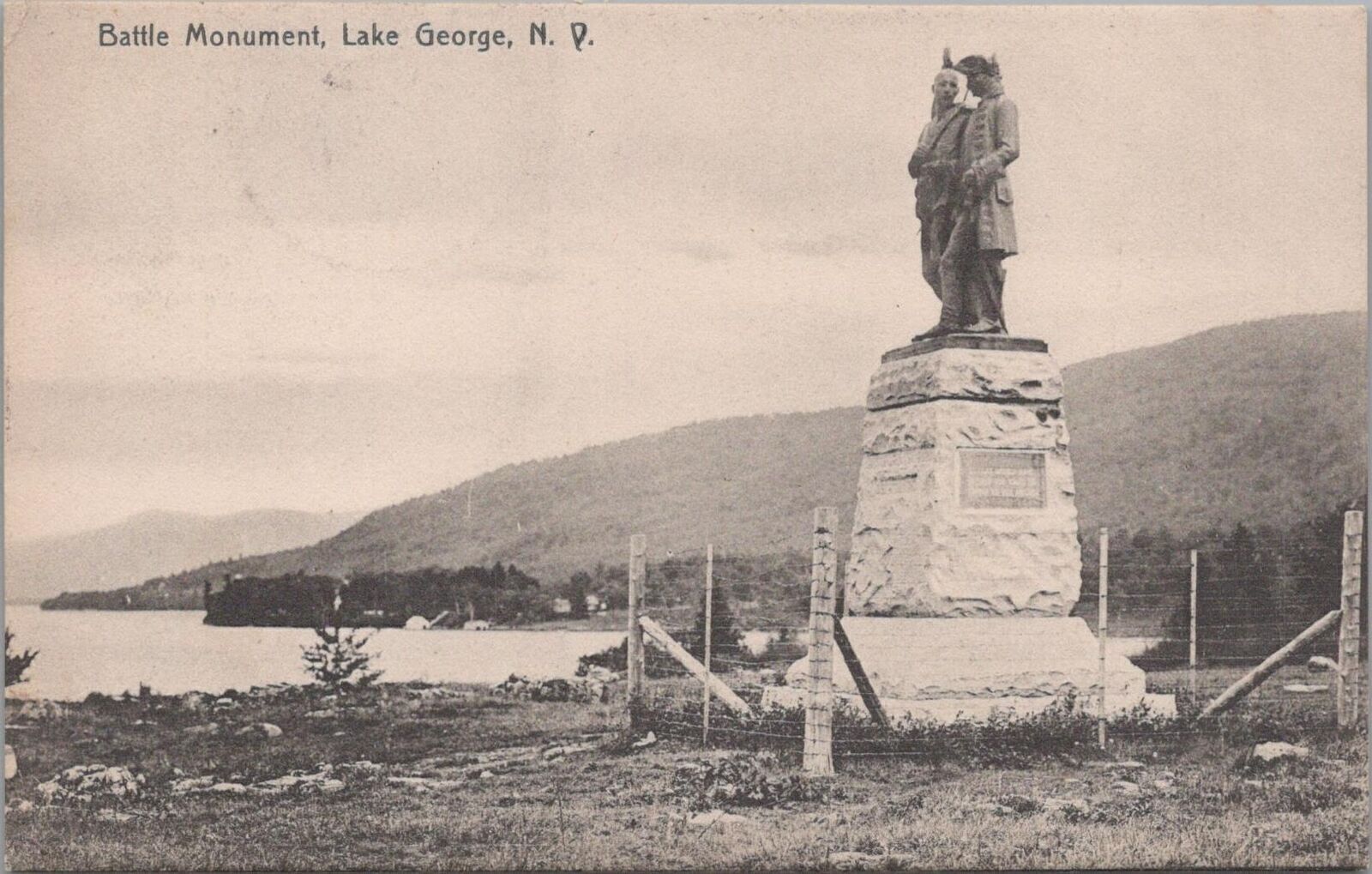 Postcard Battle Monument Lake George NY 