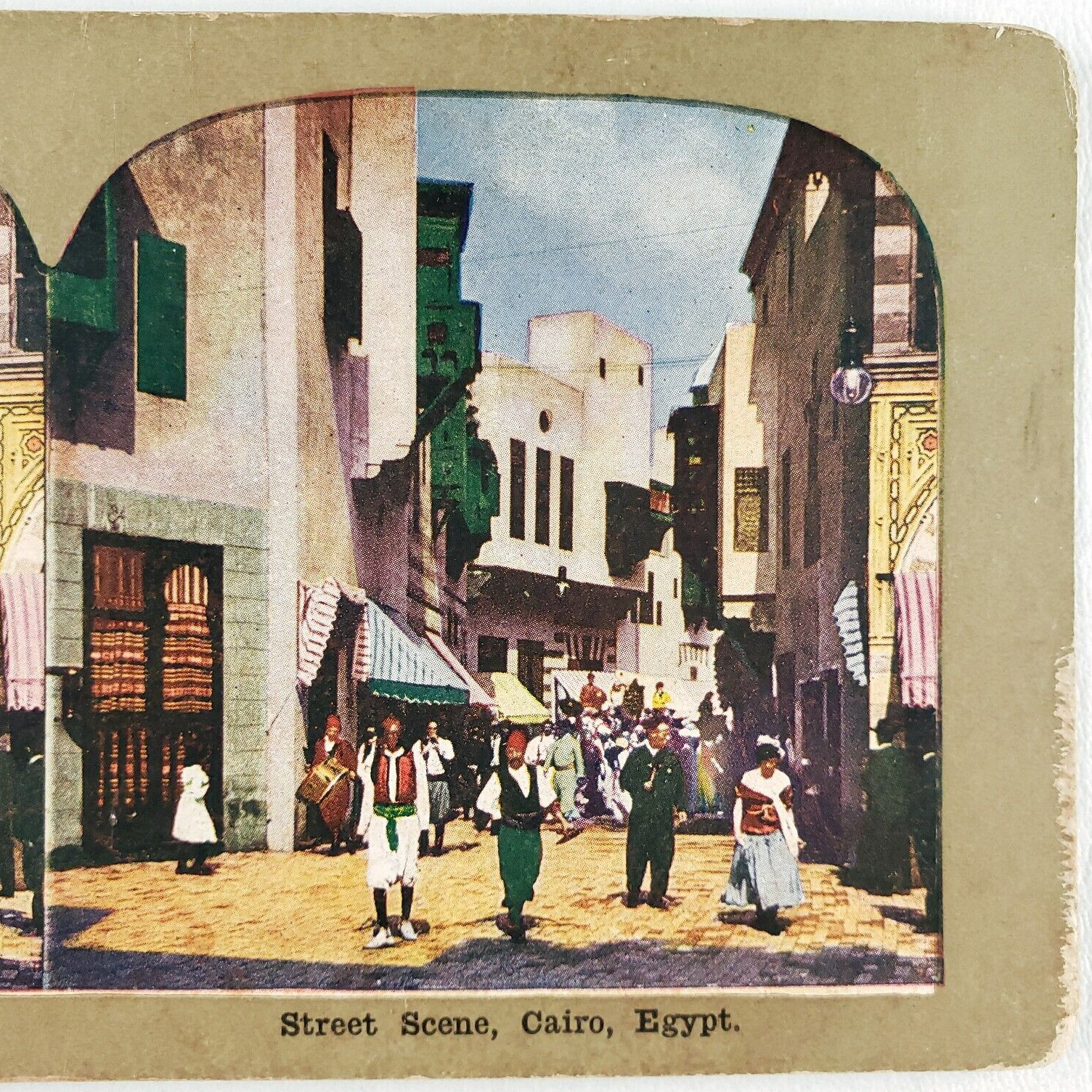 Egyptian Street Performer Musicians Stereoview c1905 Cairo Egypt House Card C937