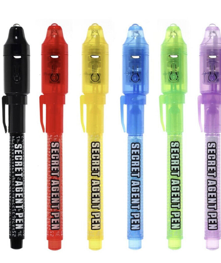 Invisible Ink Pen Upgraded Spy Pen Invisible Ink Pen with UV Light Magic 6pcs