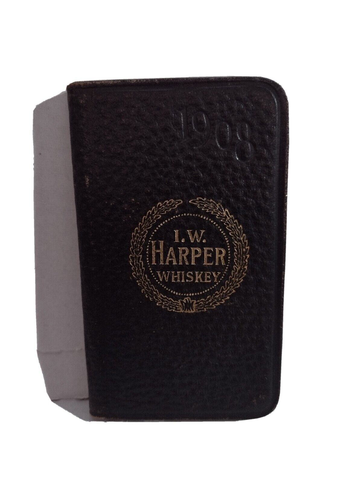 1908 I. W. Harper Whiskey Advertising Pocket Calendar Leather Book Booklet