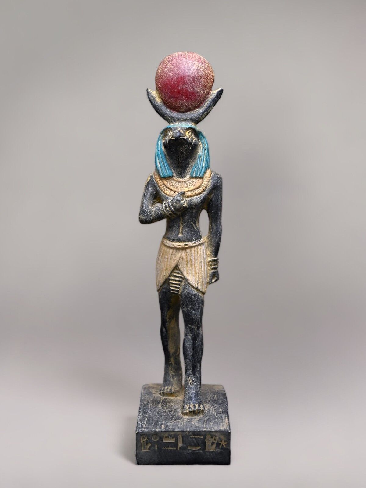 Egyptian Statue of Ra Harakhte Sun God crowned with a solar disk made in egypt