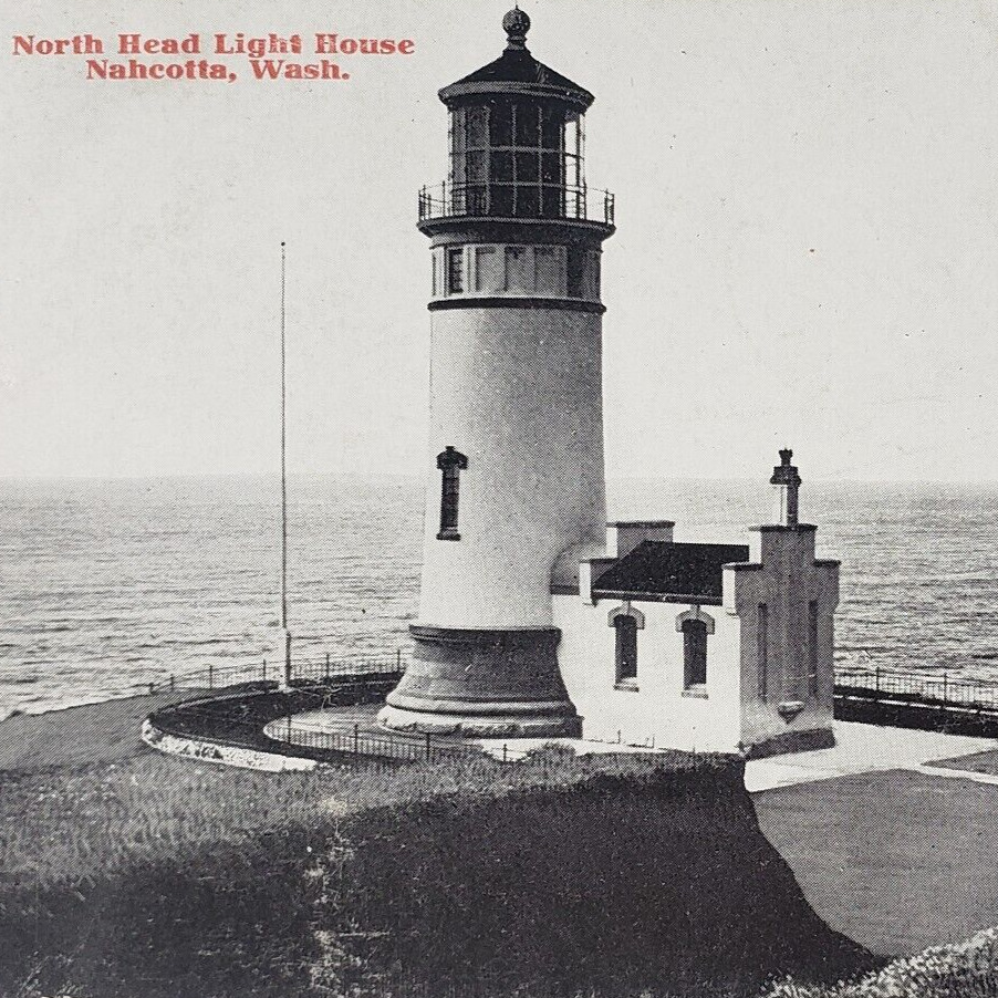 North Head Lighthouse Postcard c1912 Vintage Cape Disappointment Nahcotta F365