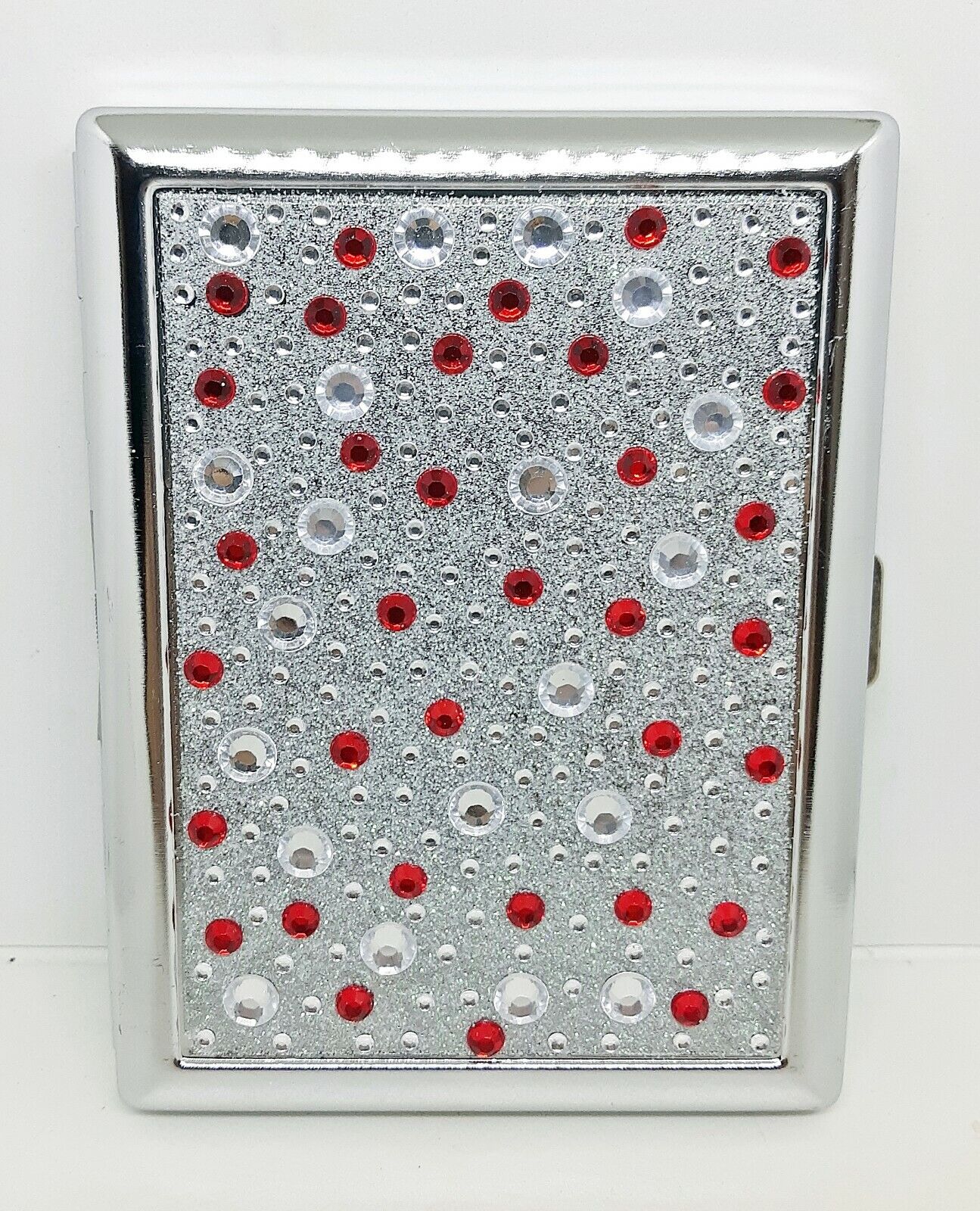 RYO Metal Red Handcrafted Stones Double Sided 100s Size Cigarette Case