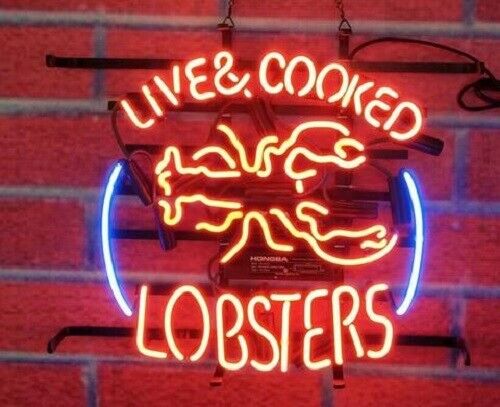New Live Cooked Lobsters Seafood Neon Sign 24