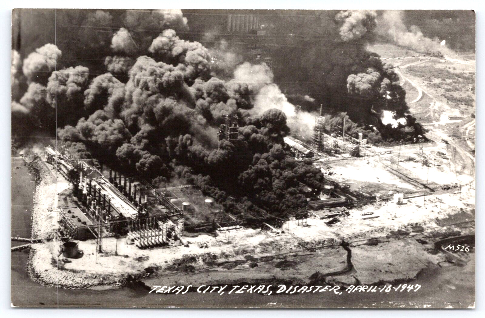 Postcard Texas City TX RPPC Disaster Fire Smoke After Explosion April 16 1947