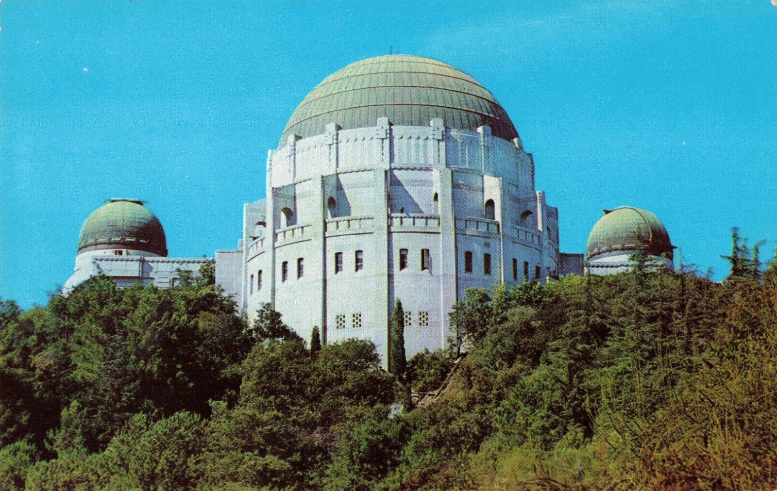 Los Angeles CA, Griffith Observatory, Solar Telescope Domes, Vintage Postcard