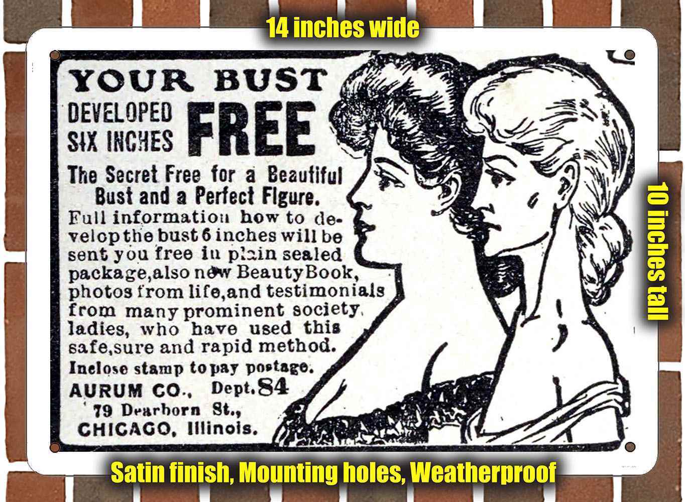Metal Sign - 1911 Develop Your Bust Six Inches- 10x14 inches