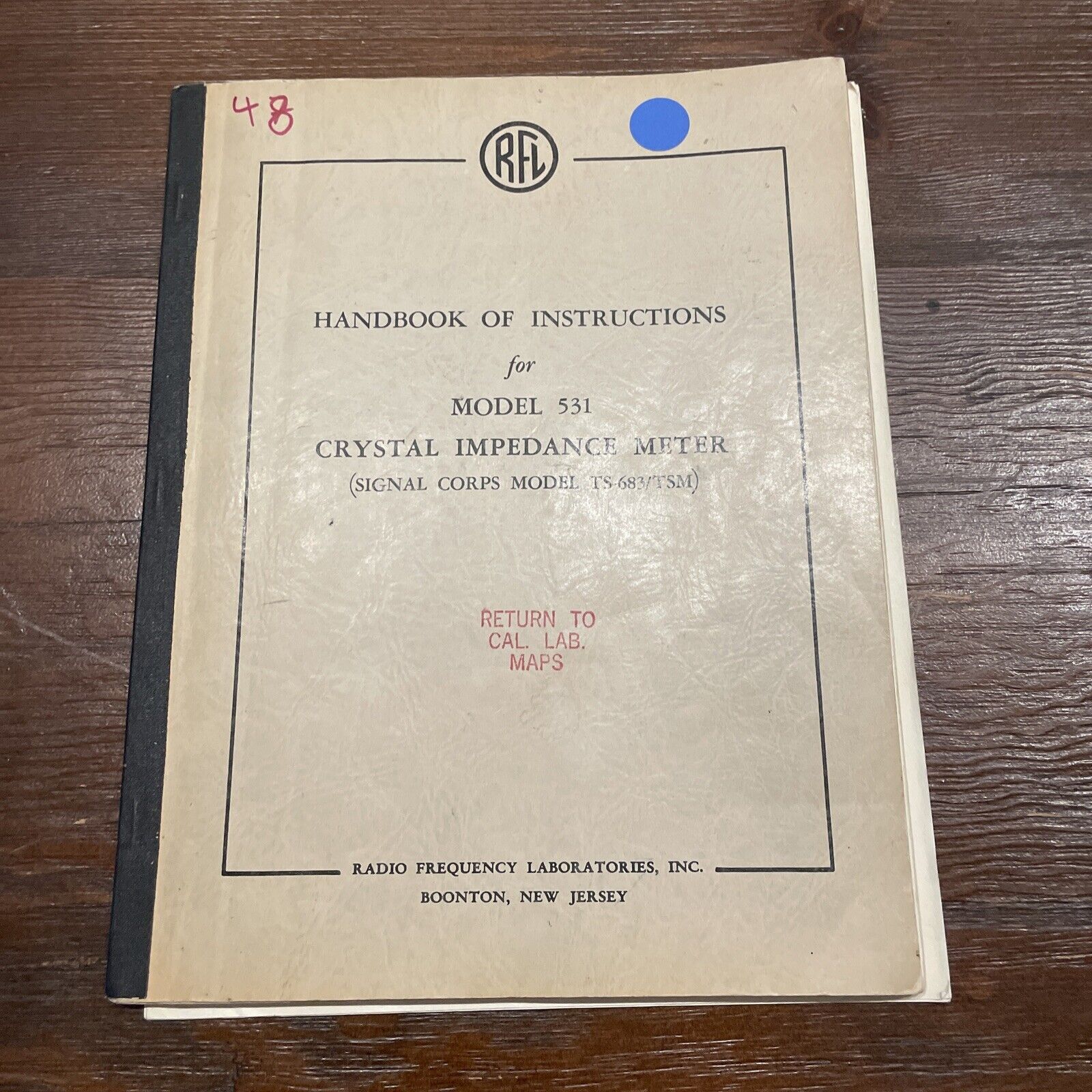 Radio Frequency RFL Model 531 Crystal Impedance Meter Handbook Instructions 1954
