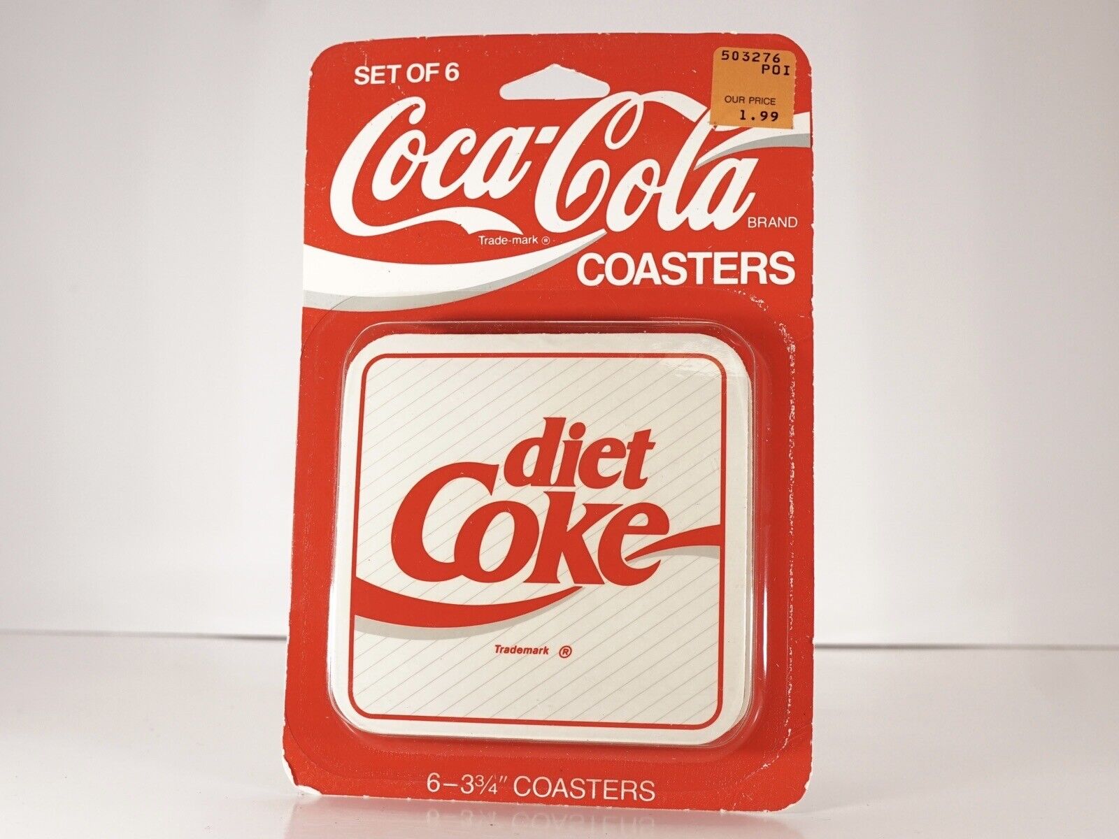 Coca Cola Diet Coke Coasters Cork Plastic Vintage On Card NOS
