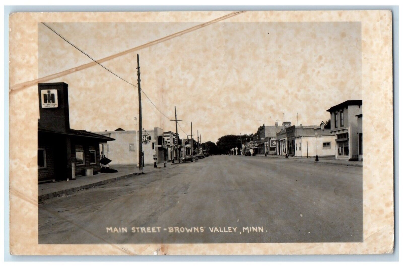 c1920's Main Street International Harvester Browns Valley MN RPPC Photo Postcard