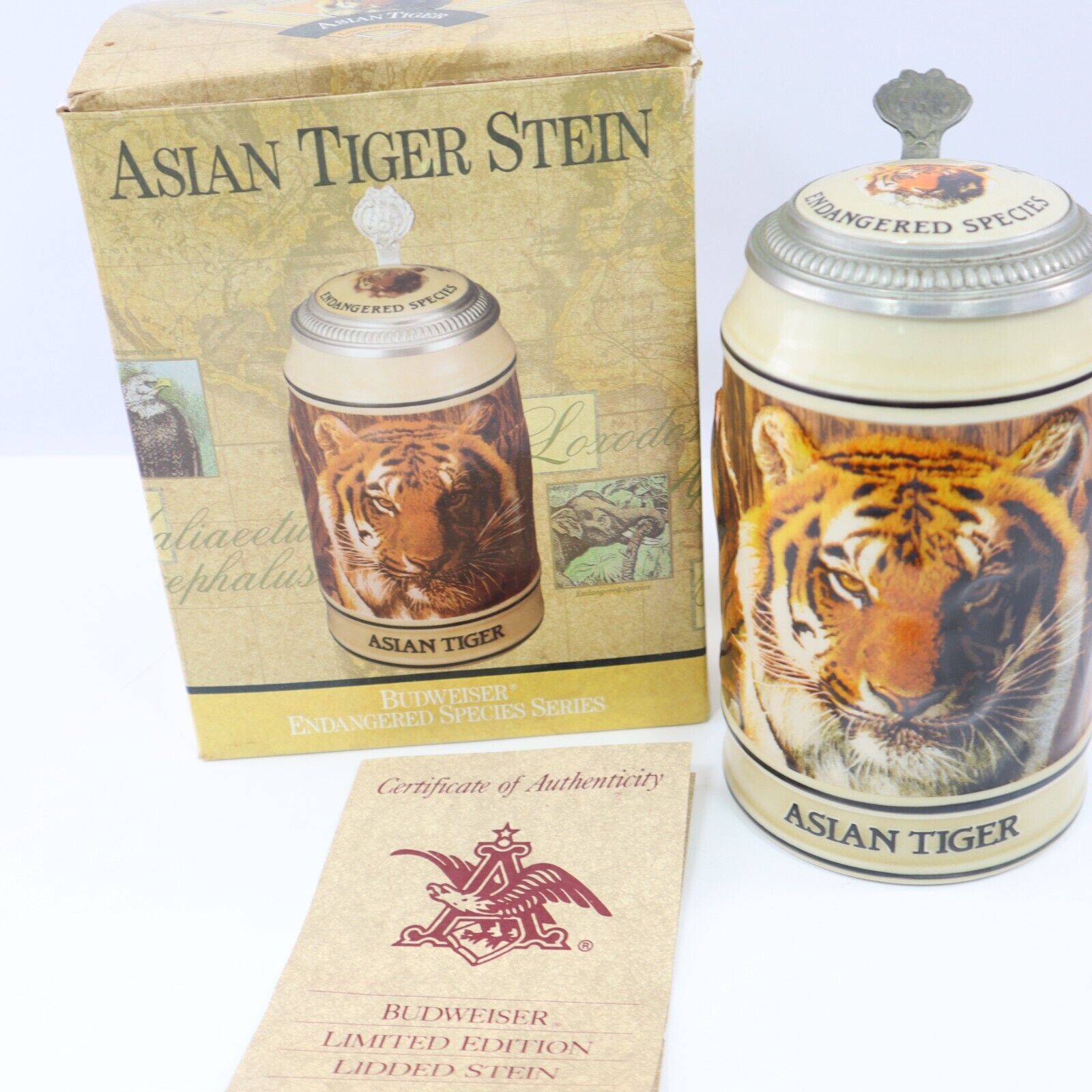 Budweiser Asian Tiger Endangered Species Stein Collector\'s Edition 1989  46809