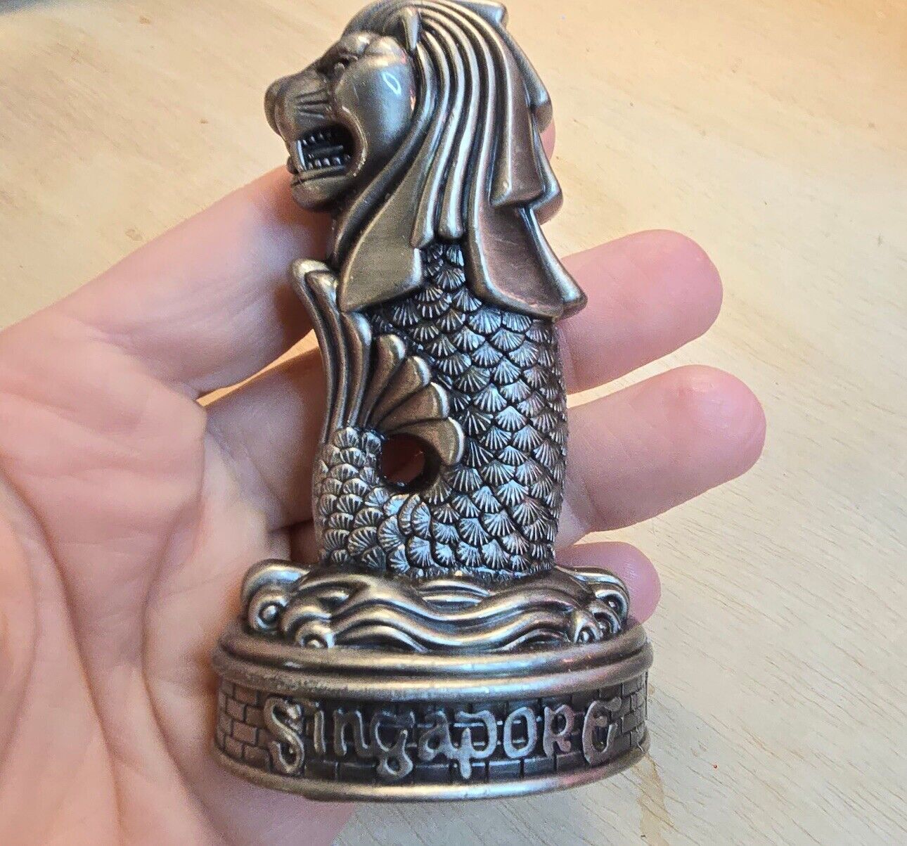 Singapore Selangor Pewter Merlion Lion Figurine Vintage 3” Heavyweight at 4 oz
