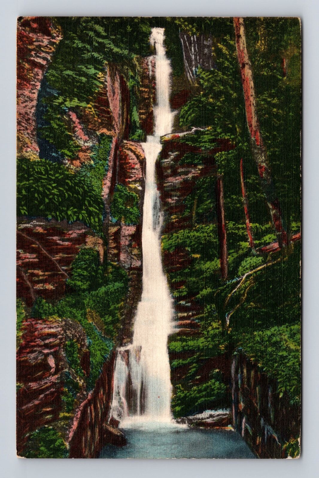 Pocono Mountains PA-Pennsylvania, Silver Thread Falls, Ferry, Vintage Postcard