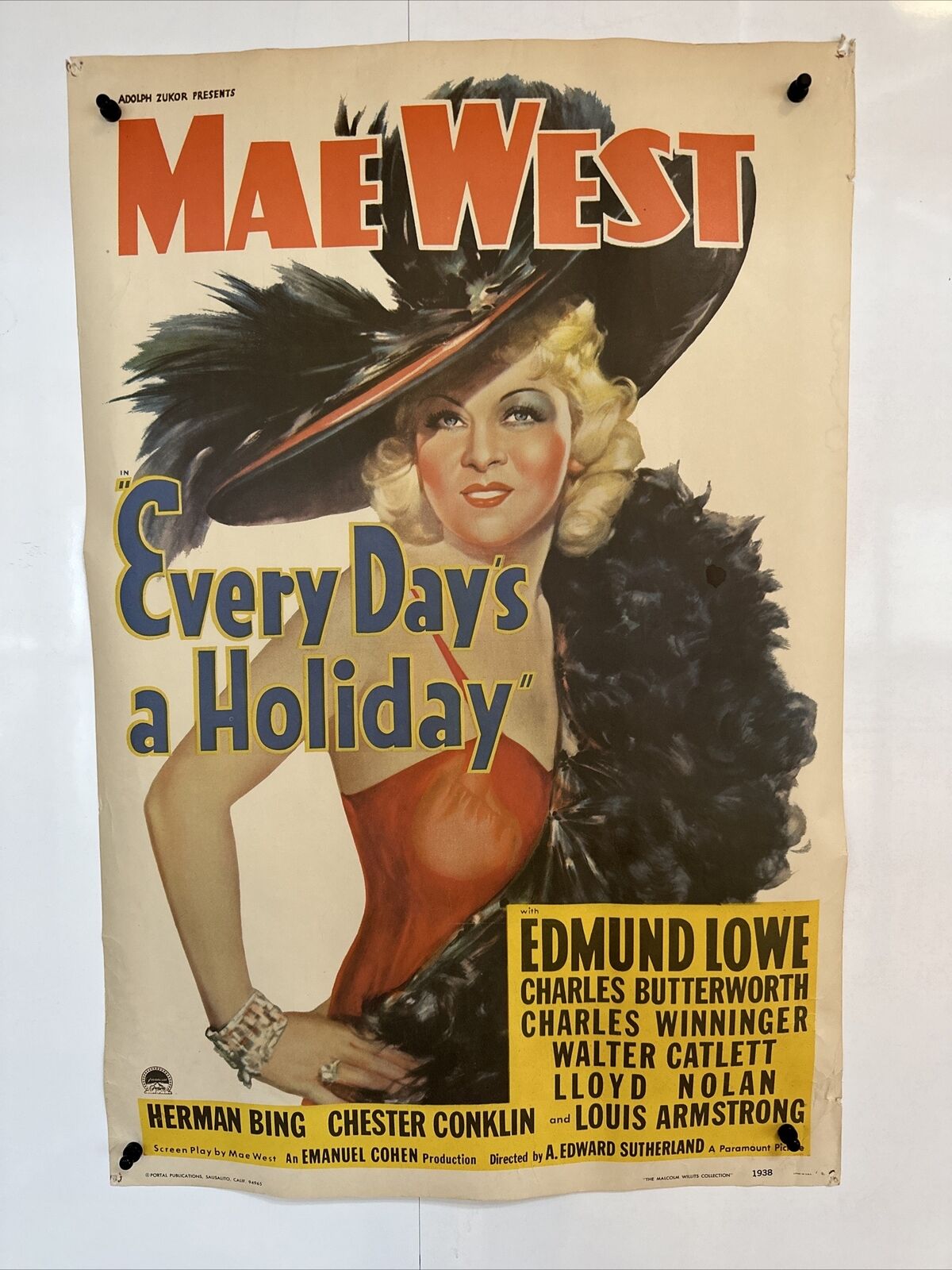 Vintage Mae West Poster : Every Day’s A Holiday 1938 Vintage Original