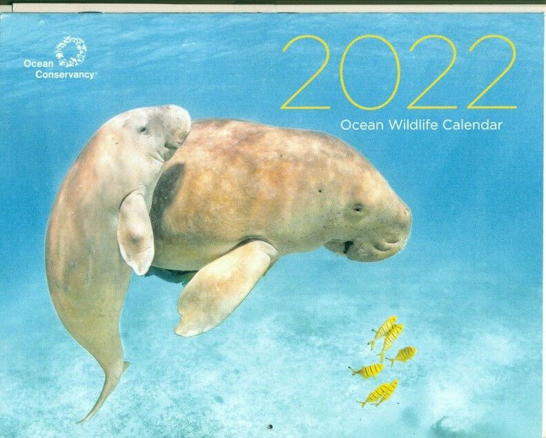 COLLECTIBLE CALENDAR-2022-OCEAN CONSERVANCY-JELLYFISH-SEA LION-BARRACUDA-PENGUIN