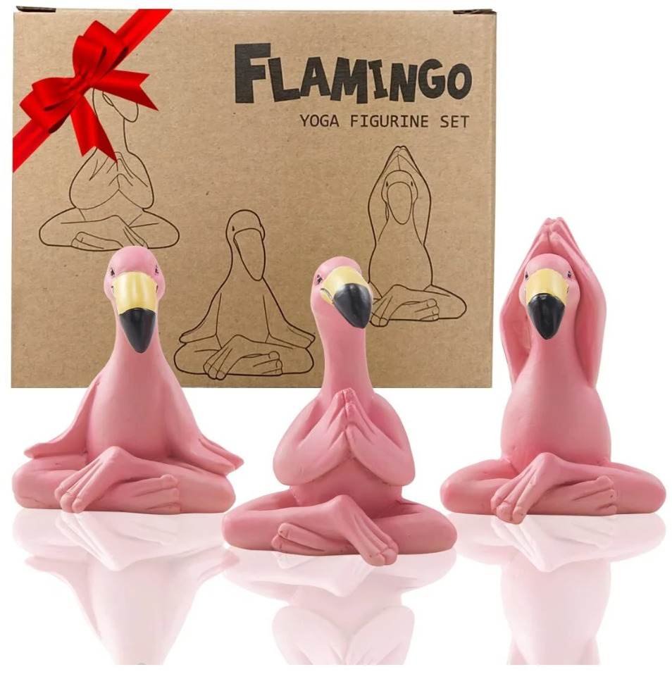 Yoga Pink Flamingo Statue Decorative Flamingo Figurine Elegance Style Ornament