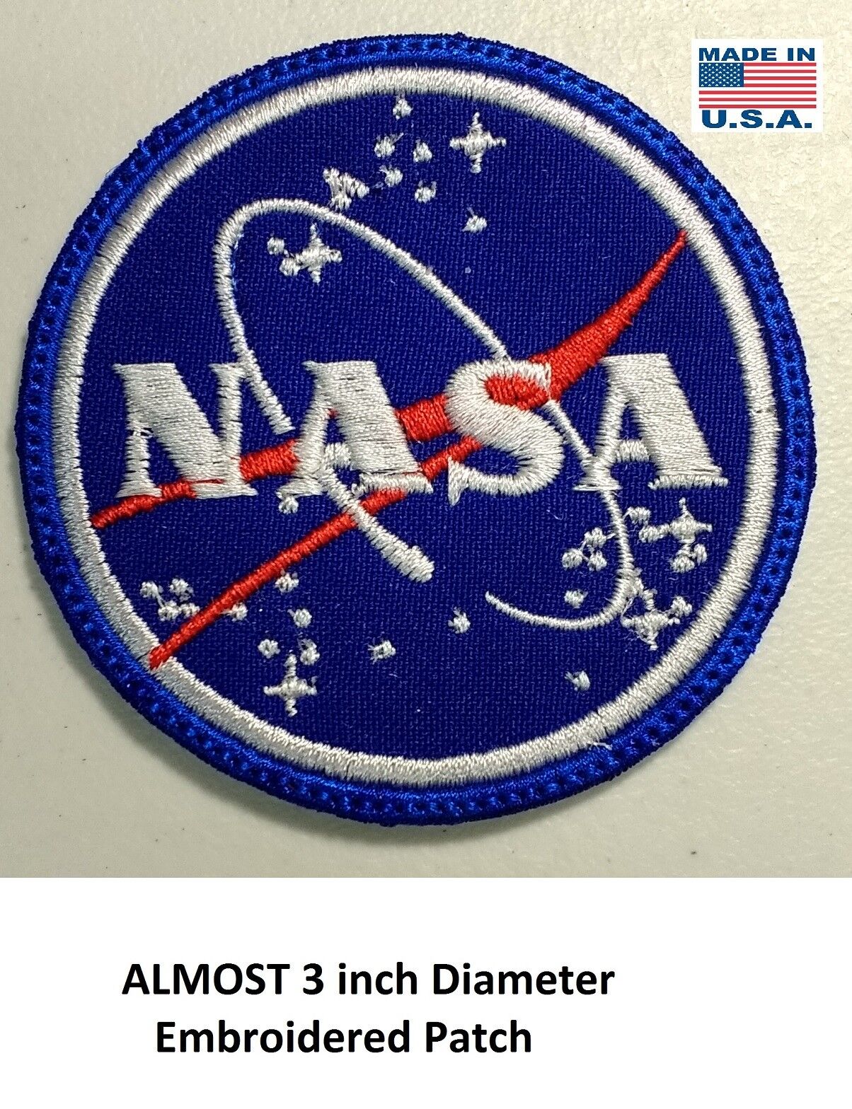 NASA EMBROIDERED PATCH, IRON ON, FREE SH