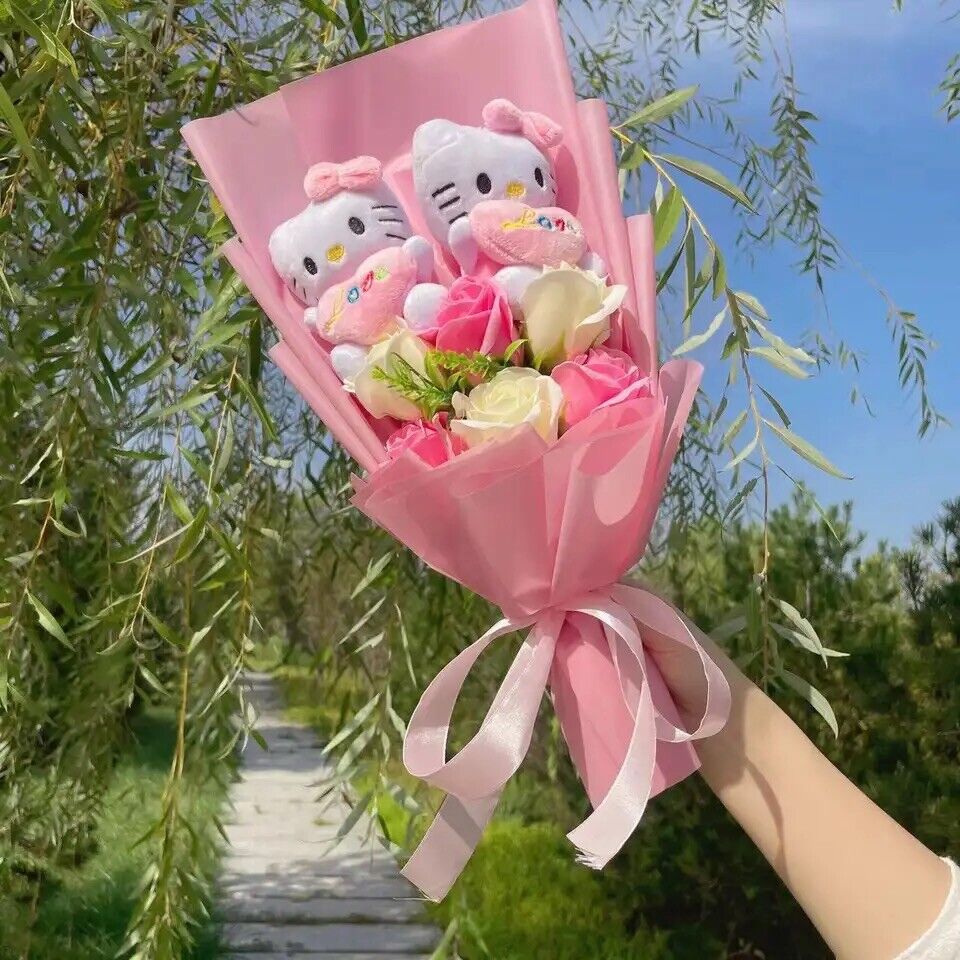 Plushie Sanrio Hello Kitty Valentine Creative Bouquet Stuffed Animal with Hearts