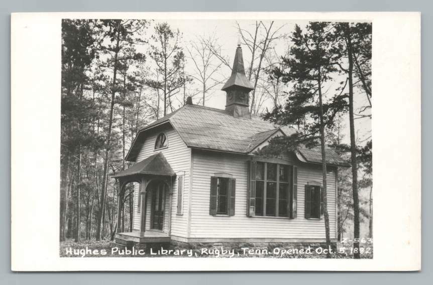 Hughes Public Library RUGBY Tennessee RPPC Vintage Cline Photo Postcard 1950s