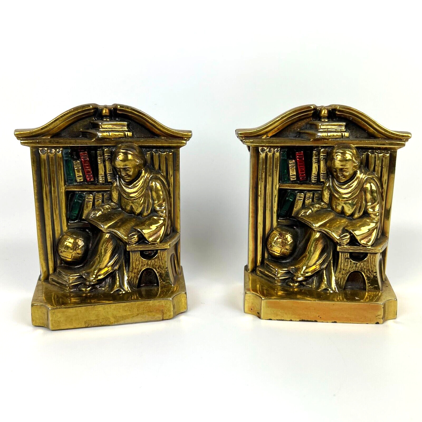 Vintage Pair of Philadelphia Manufacturing Co Bookends Scholar Library Knowledge