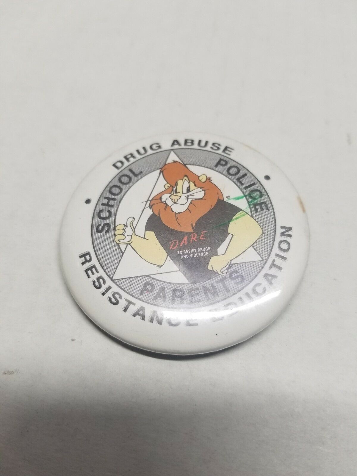 DARE Lion Drug Abuse Vintage Button Pin 