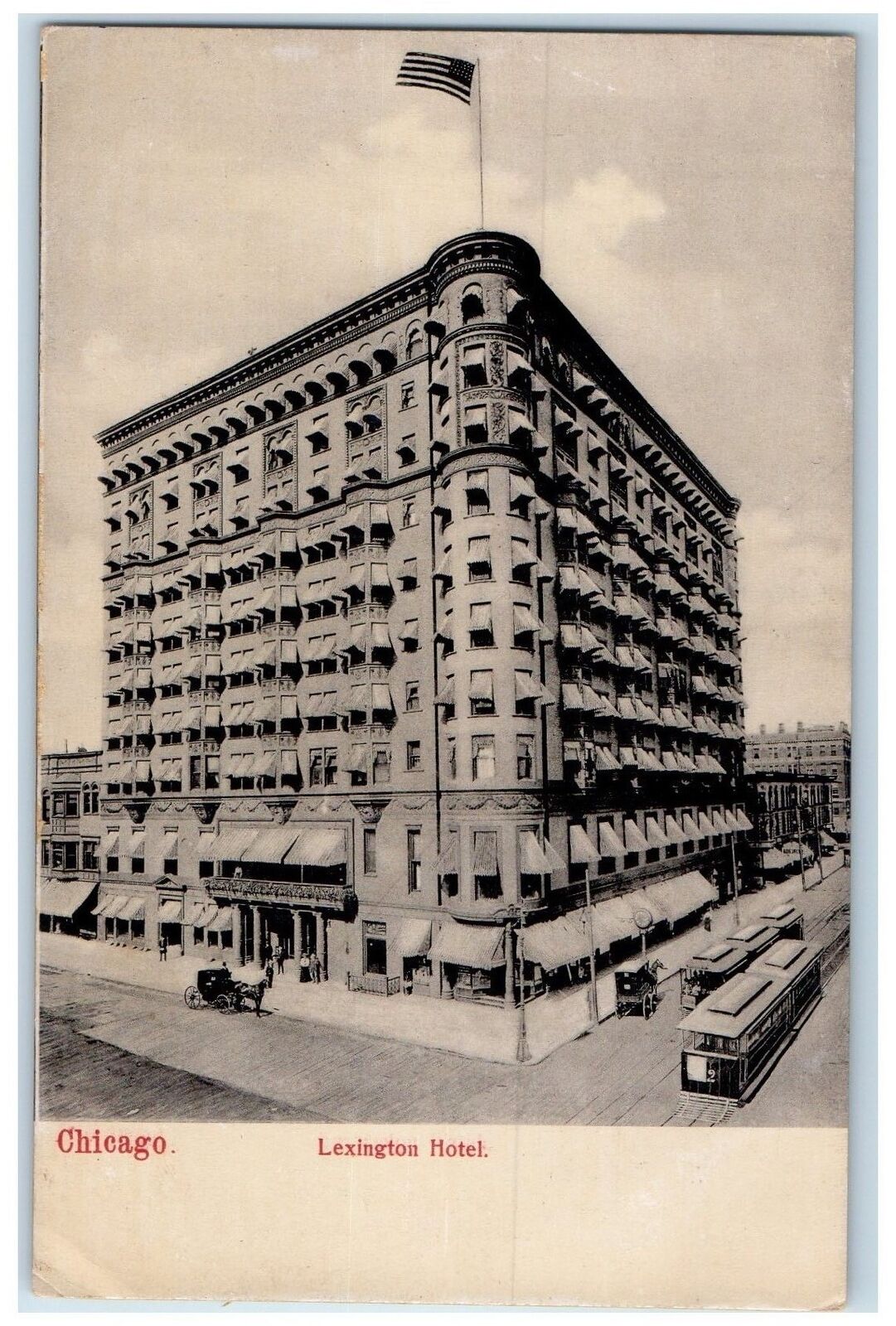 c1905\'s Lexington Hotel Exterior Roadside Chicago Illinois IL Unposted Postcard