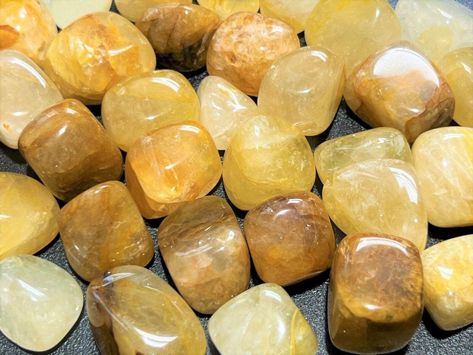 Bulk Wholesale Lot 1 LB Tumbled Golden Healer Quartz One Pound Polished Stones