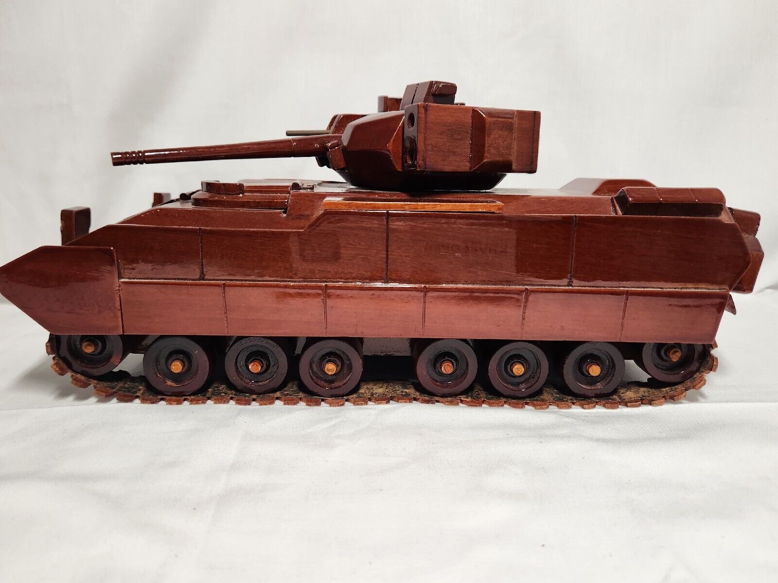 Natural Wood Finish M2 Bradley IFV Tank Model - Artisanal Craftsmanship