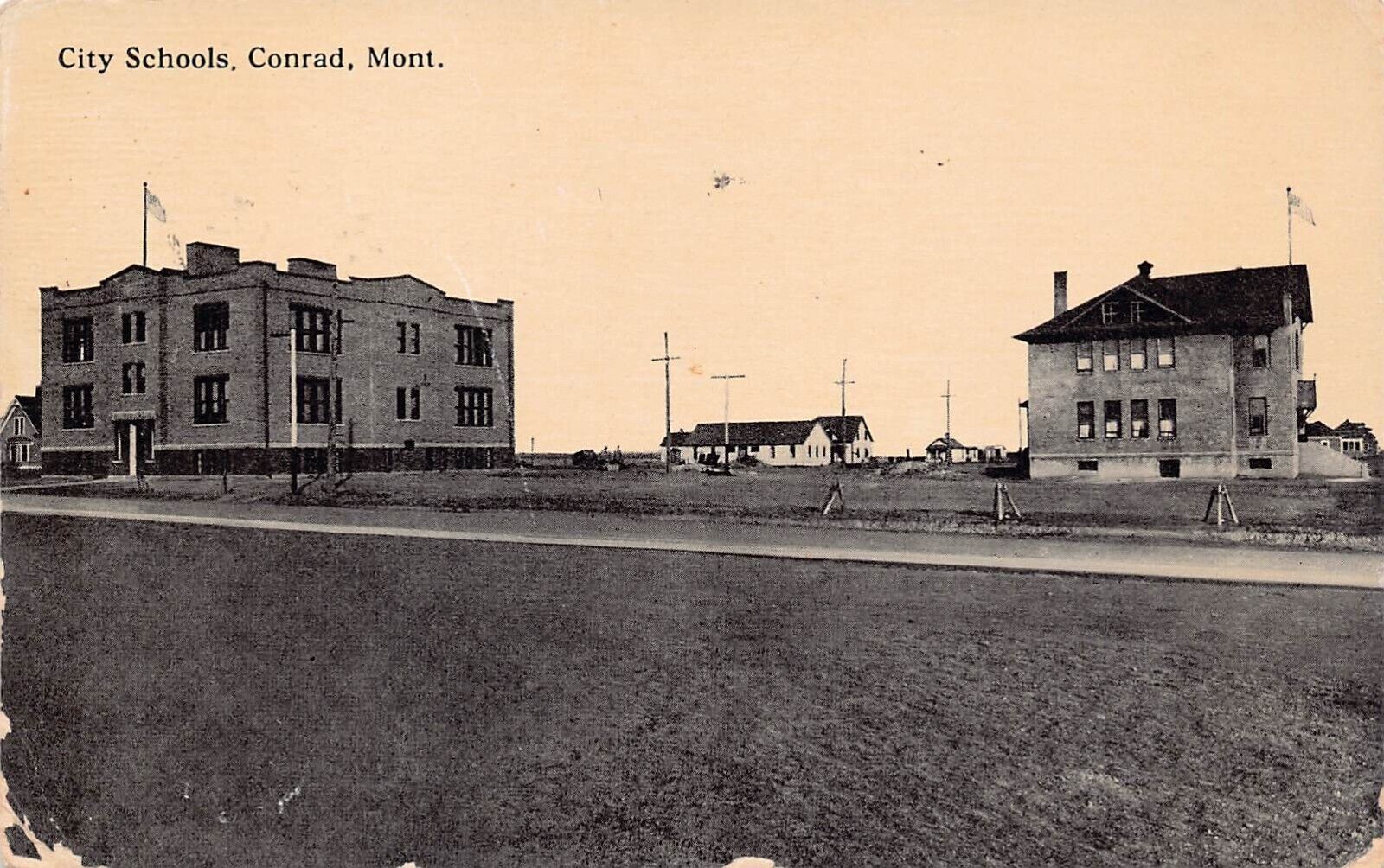 Conrad MT Montana School City Schools Early 1900 Pondera County Vtg Postcard A62