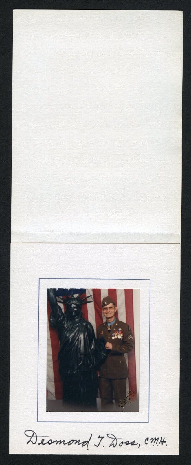 Desmond Doss d2006 signed autograph 3x5 Greeting Card Medal of Honor WWII BAS