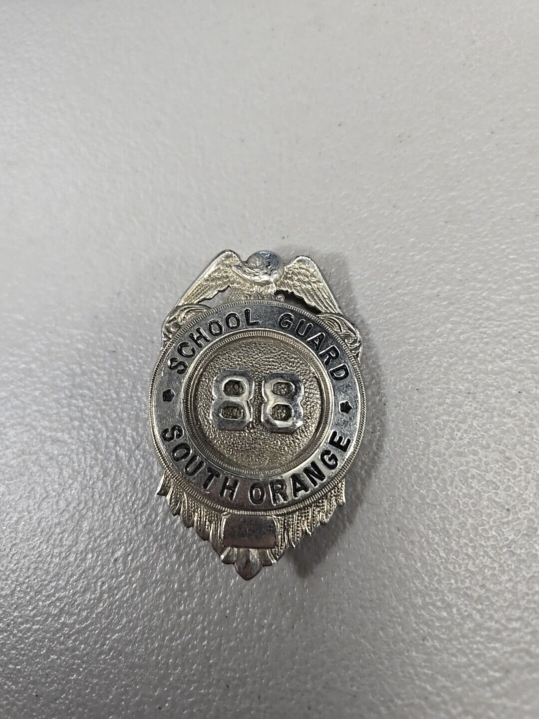 Vintage School Guard Metal Silver Color Badge #88 Obsolete South Orange NJ