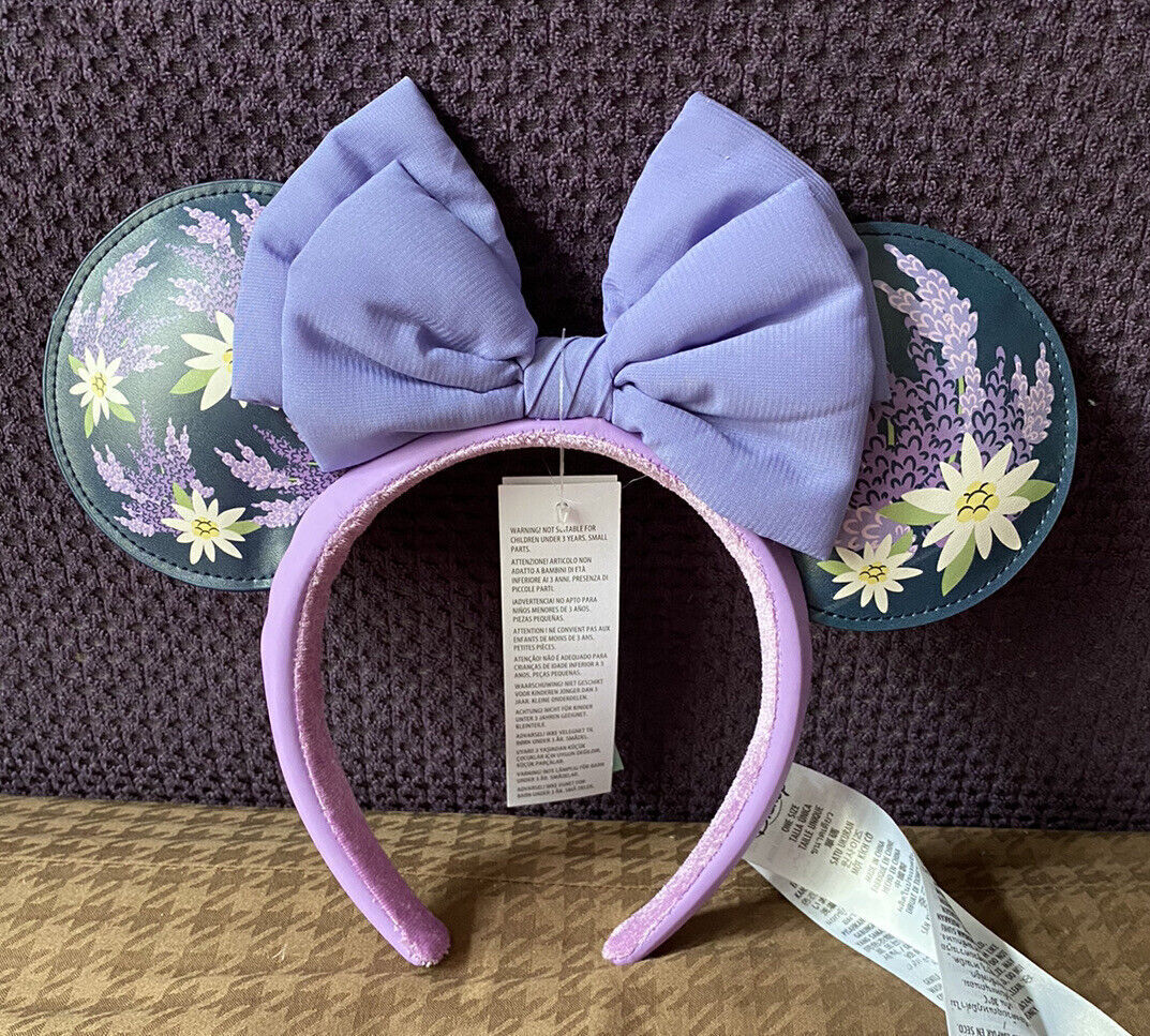 Disney Parks French Lavender Lilac Purple Flower Minnie Mouse Ears Headband