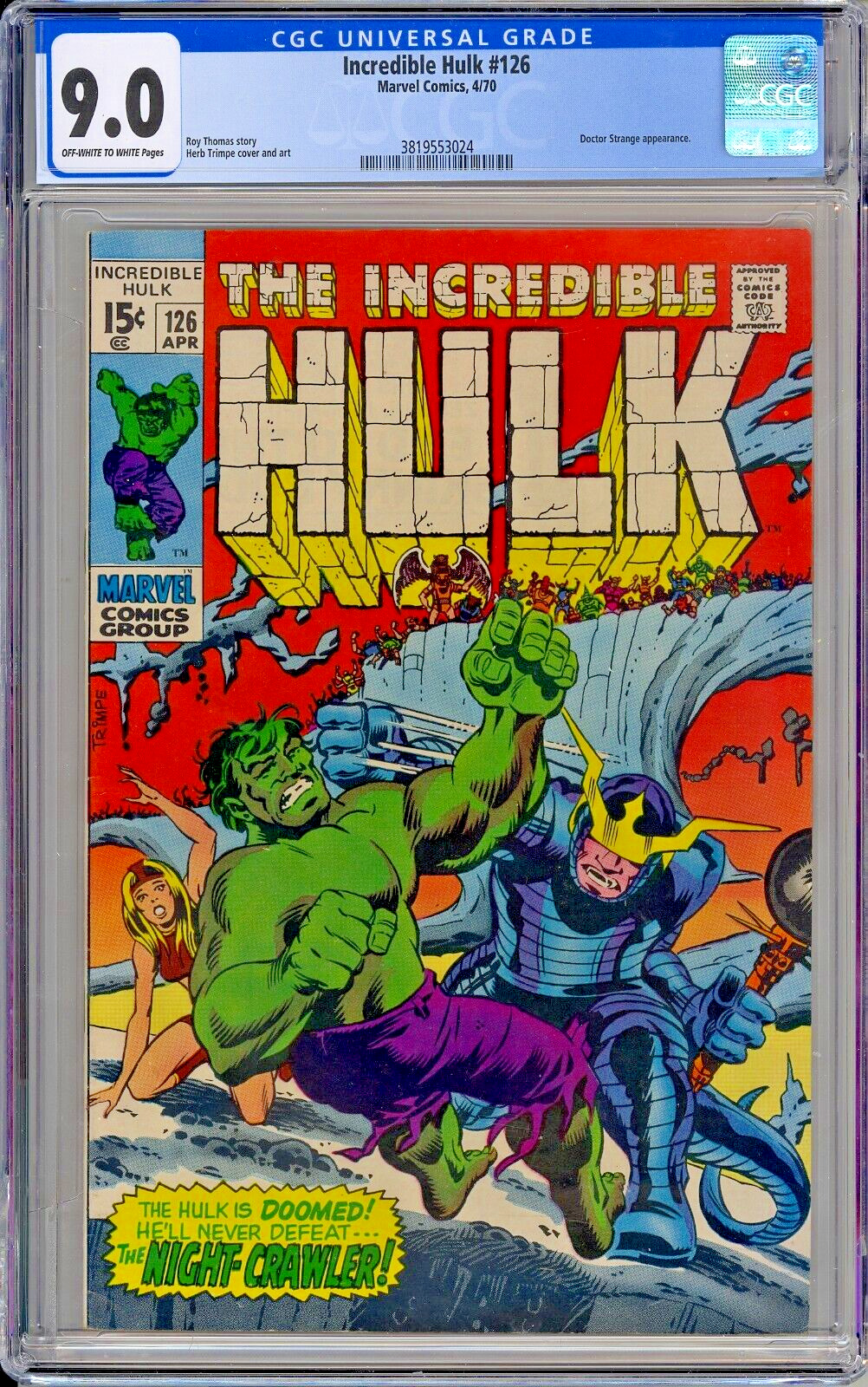 BRONZE AGE Hulk # 126 CGC 9.0 RARE