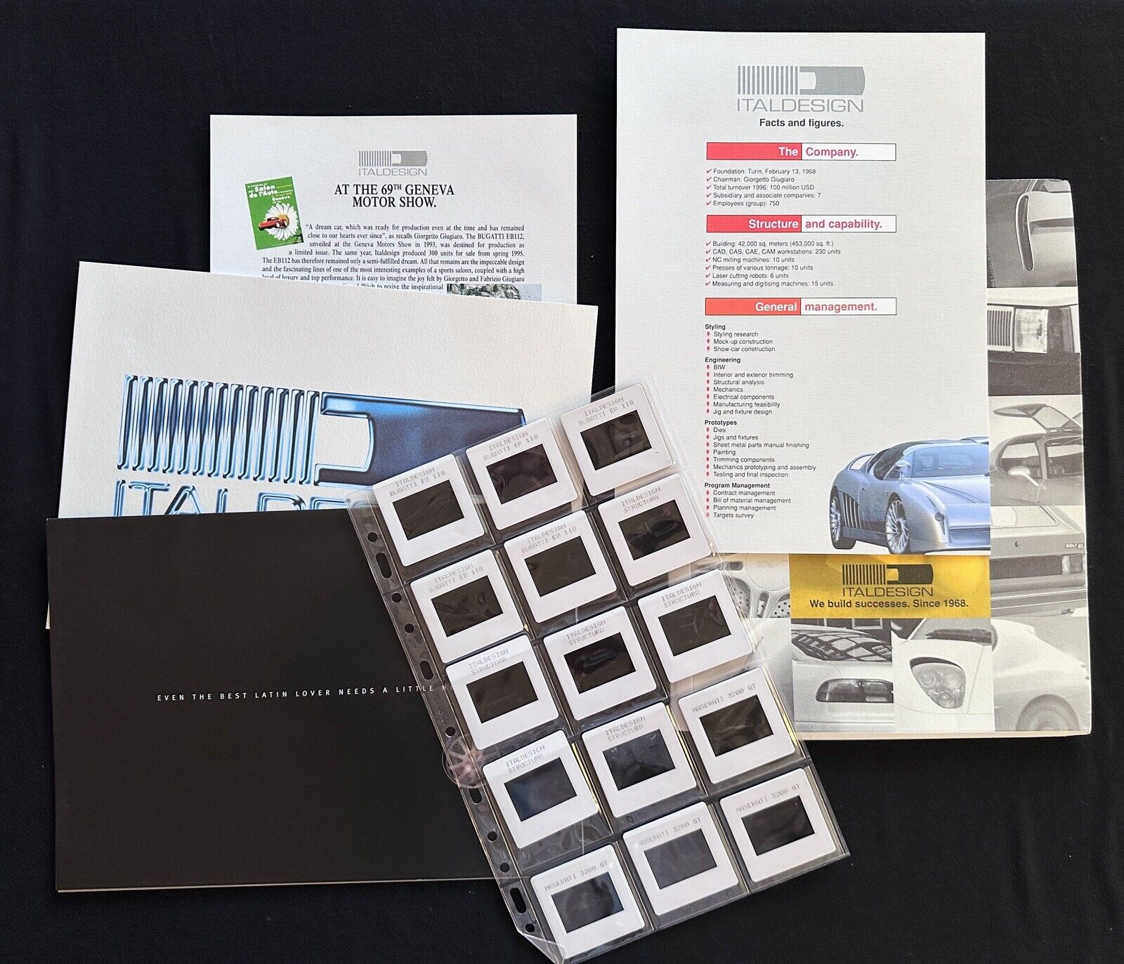 Italdesign 1998 Geneva Press Kit Brochures Slides Bugatti EB118 Maserati 3200GT 