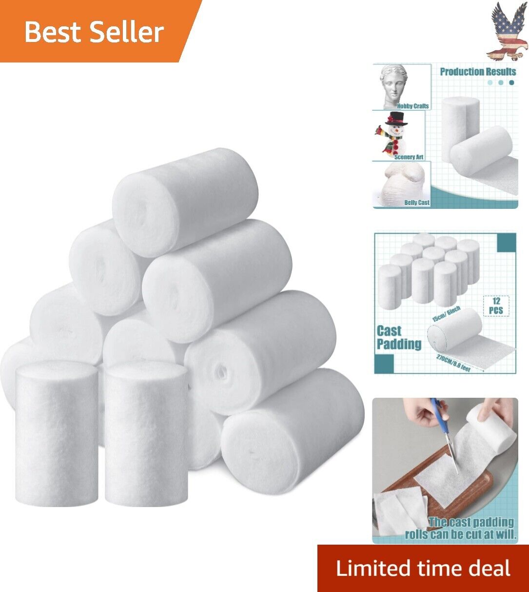 Soft Premium Cotton Cast Padding - Individual Pack - 12 Rolls 6 Inch x 8.8 ft