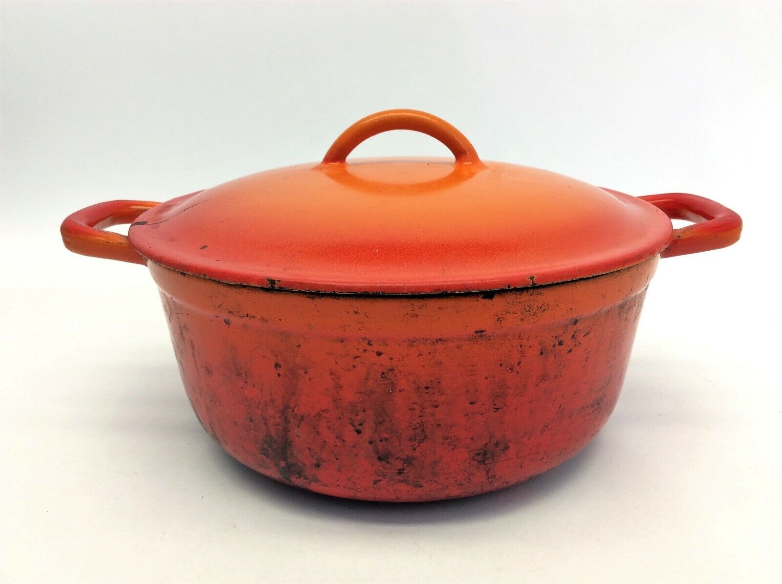 Made in Belgium Descoware Lidded Orange Red Cooking Pot Dutch Oven F2 Kitchen 