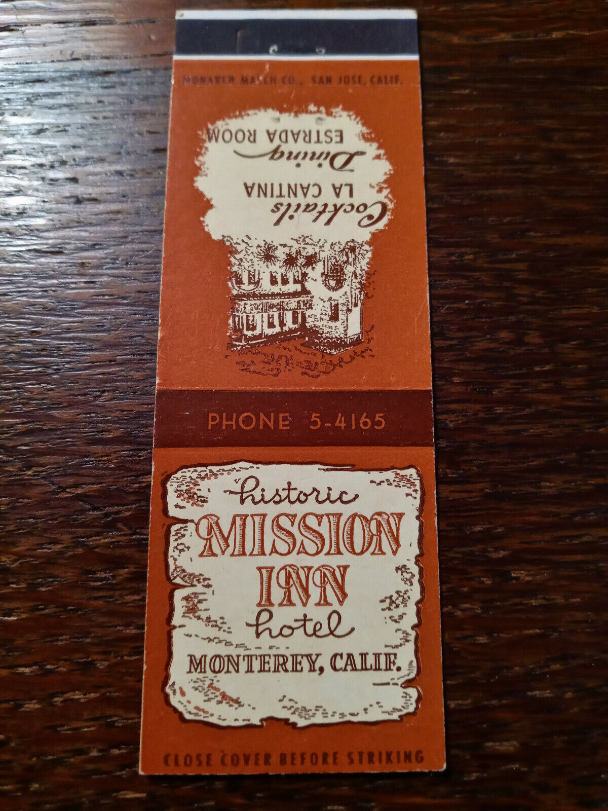Vintage Matchcover: Mission Inn Hotel, Monterey, CA