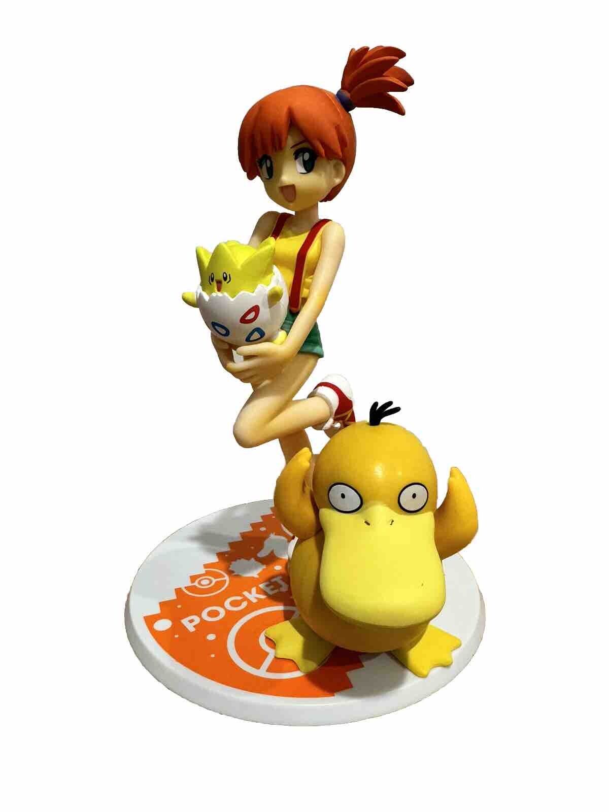 8” Pokemon Trainer Misty Psyduck & Togepi Statue Figure Model Toy Collectible