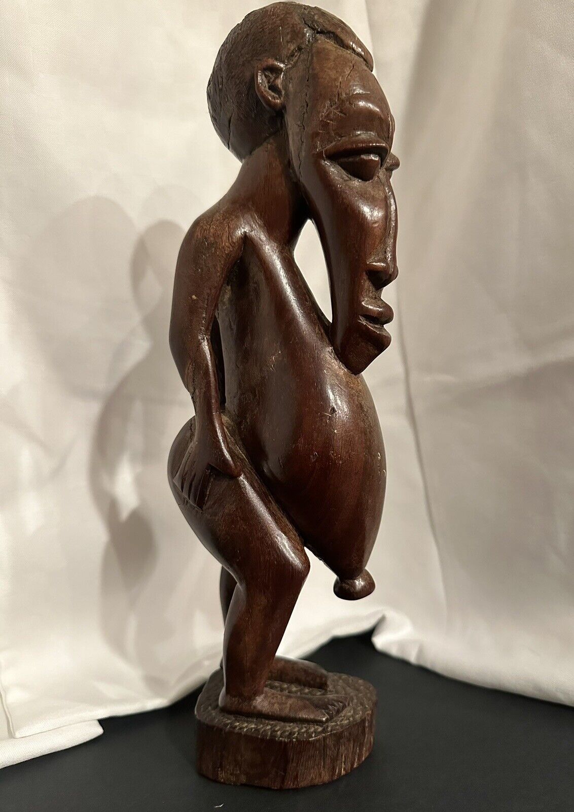 Vintage Hand Carved Male Fertility Figure 11 Inch Tall