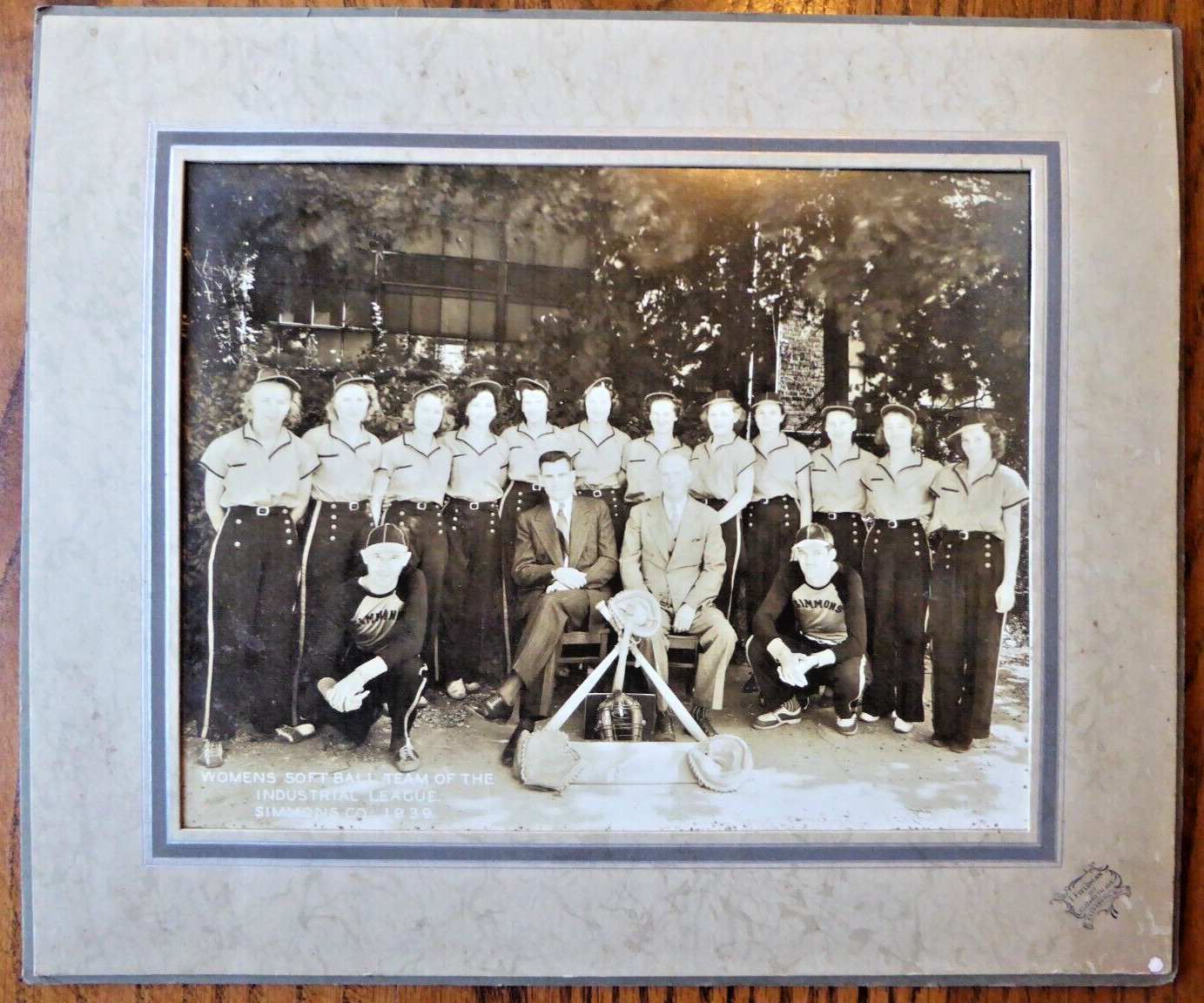 Vintage 1939 Photograph Women's Softball Team Simmons Company Elizabeth NJ