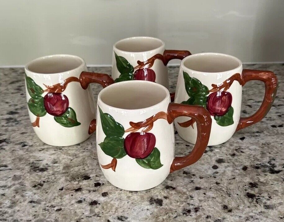 (4) Vintage Franciscan Red Apple Grand Mugs~Made in California 1958