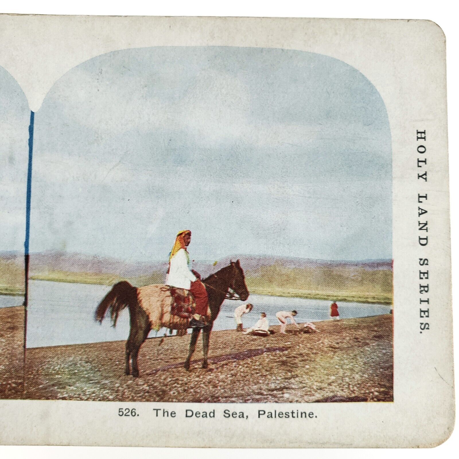 Dead Sea Beach Palestine Stereoview c1905 Horse Holy Land Bible History N137
