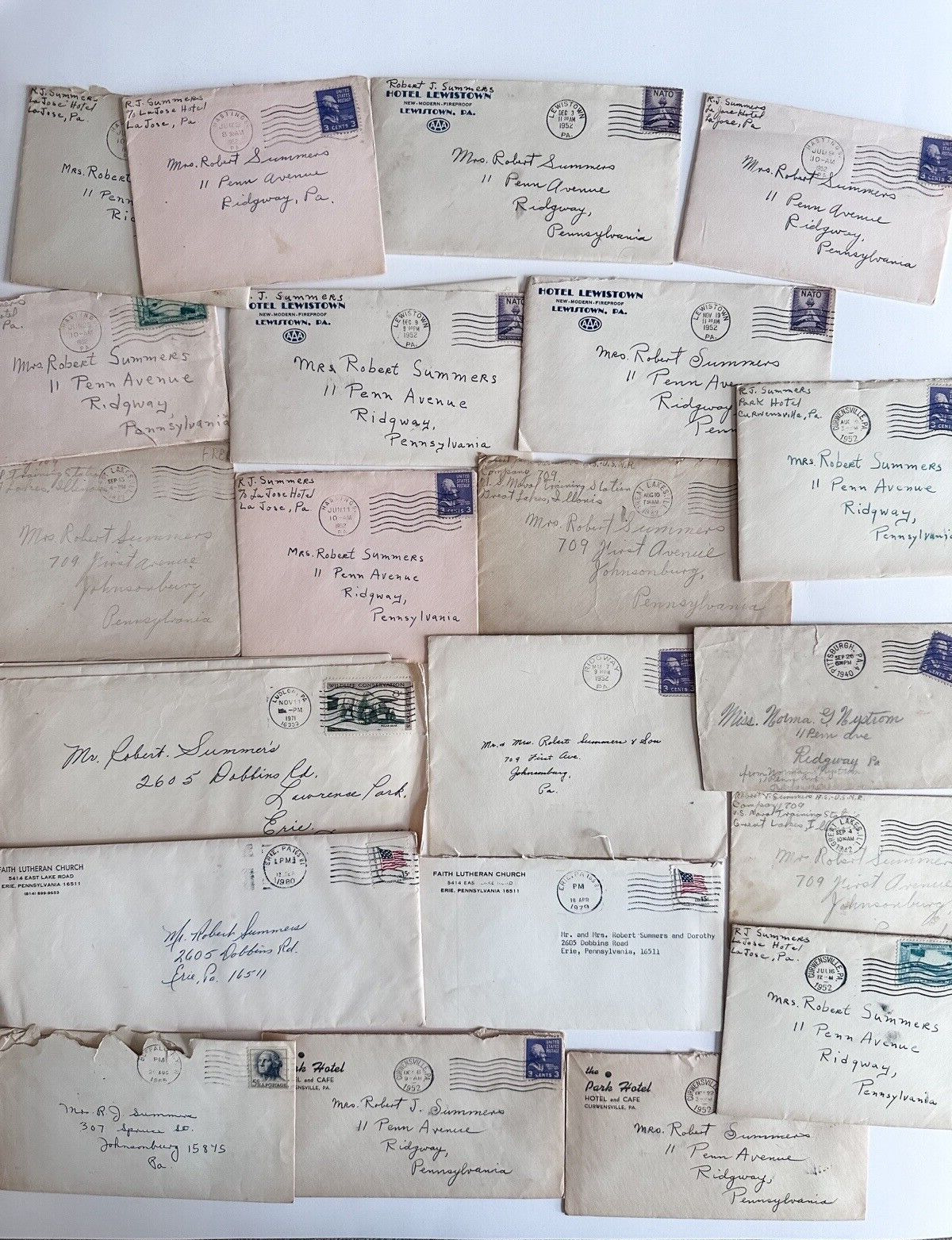 Personal Letters Ephemera Lot Traveling Husband to Wife Etc 1950s