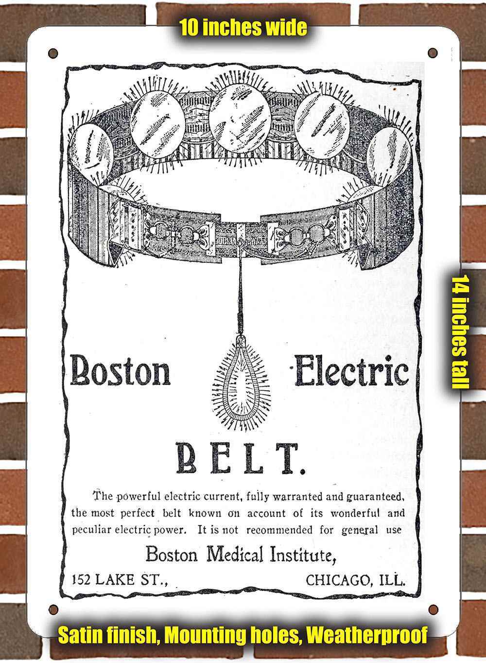 Metal Sign - 1911 Boston Electric Sexual Enhancement Belt- 10x14 inches