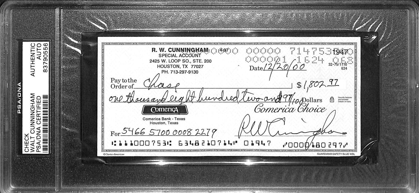 Walt Walter Cunningham Signed Personal Check PSA/DNA COA NASA Apollo 7 Autograph