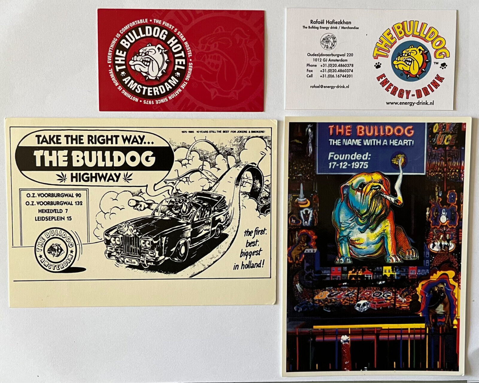 Bulldog Coffeeshop hotel vintage marijuana lot postcards hash cannabis beer 