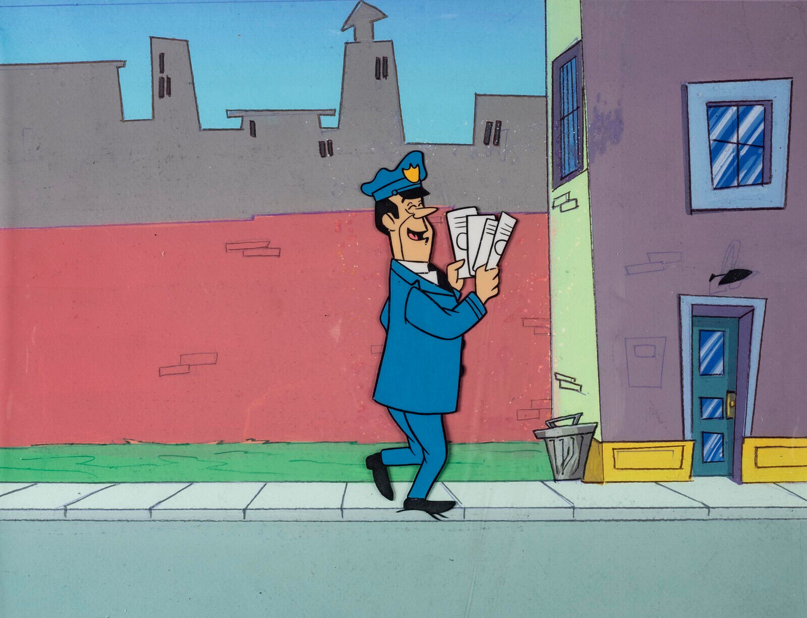 Officer Dibble (Top Cat) Original Production Cel with painted background